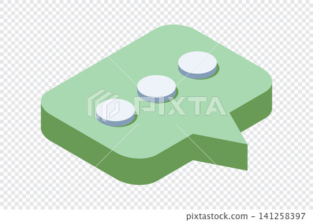 Isometric speech bubble. Isometric text bubble icon. Speech bubble with three dots. Isometric message icon. Vector illustration Isometric speech bubble. Isometric text bubble icon. Speech bubble with three dots. Isometric message icon. Vector illustration 141258397