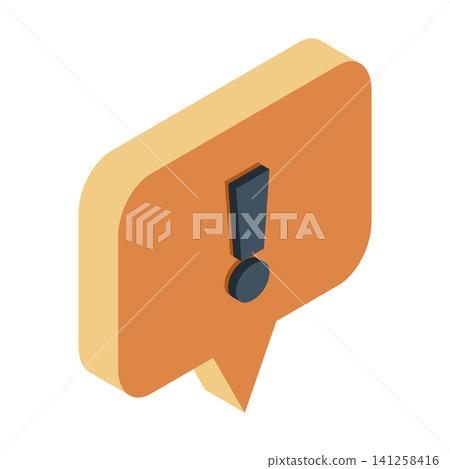 Isometric exclamation mark. Isometric text bubble icon. Message box with exclamation icon. Important message or alert info Isometric exclamation mark. Isometric text bubble icon. Message box with exclamation icon. Important message or alert info 141258416