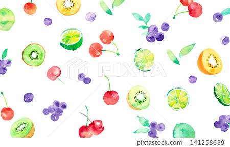 Summer Fruit Watercolor Frame & Headline Design Set | Cherries, Limes, Kiwis, Blueberries Summer Fruit Watercolor Frame & Headline Design Set | Cherries, Limes, Kiwis, Blueberries 141258689