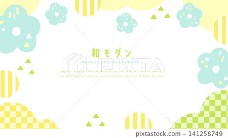 Cute and pop Japanese pattern frame Cute and pop Japanese pattern frame 141258749