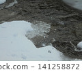 Closeup on flowing cold river during snowy winter 141258872