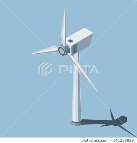 Isometric wind turbine. Modern wind turbine tower. Wind turbine power generator. Isometric renewable energy sources Isometric wind turbine. Modern wind turbine tower. Wind turbine power generator. Isometric renewable energy sources 141258929