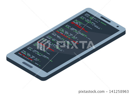 Isometric smartphone. Simple flat isometric phone. Smartphone device isometric technology. Isometric technology 141258963
