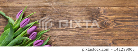 Spring tulips banner Mothers Day birthday Spring tulips banner Mothers Day birthday 141259003