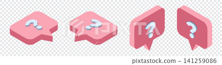 Set of isometric question mark. Isometric text bubble icon. Message box with question. Question mark inside speech bubble. Ask question concept Set of isometric question mark. Isometric text bubble icon. Message box with question. Question mark inside speech bubble. Ask question concept 141259086