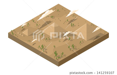 Isometric egyptian pyramid standing in the desert. Isometric ancient egypt architecture and monuments. Egyptian buildings. Egyptians landmark 141259107