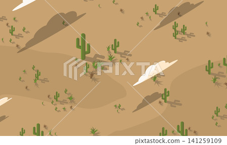 Isometric desert landscape. Desert stones and plants elements. Isometric desert scene. Isometric nature landscape. Vector illustration Isometric desert landscape. Desert stones and plants elements. Isometric desert scene. Isometric nature landscape. Vector illustration 141259109