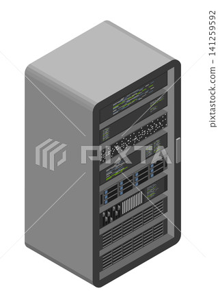 Isometric server. Network technology and hosting server equipment. Computer network technology. Cloud database station. Data storage 141259592