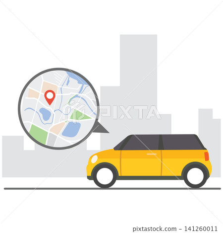 Urban car navigation with location pin and city map route tracking illustration Urban car navigation with location pin and city map route tracking illustration 141260011