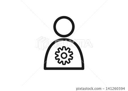 Icons of a person and a gear, simple line art. Icons of a person and a gear, simple line art. 141260394