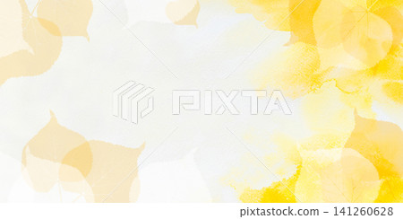 Yellow watercolor autumn background with a leaf pattern Yellow watercolor autumn background with a leaf pattern 141260628