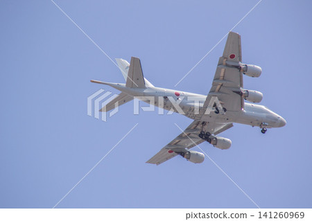 Japan Self-Defense Forces patrol aircraft in flight Japan Self-Defense Forces patrol aircraft in flight 141260969