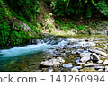 The flow of the river flowing through the valley The flow of the river flowing through the valley 141260994