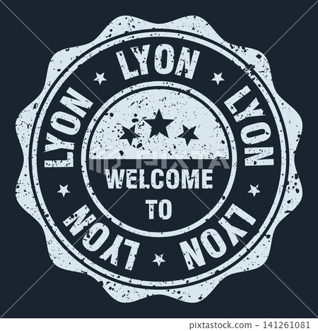 Welcome to Lyon white grunge round stamp. Welcome to Lyon stamp Welcome to Lyon white grunge round stamp. Welcome to Lyon stamp 141261081