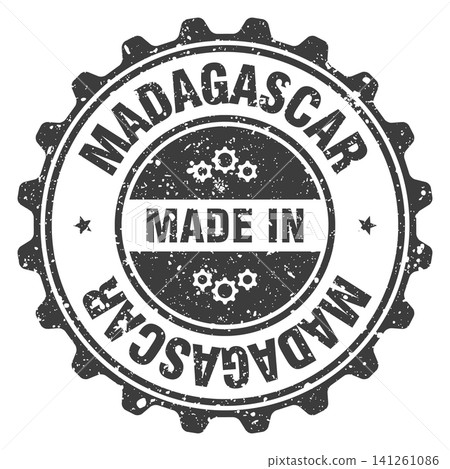Made in Madagascar black grunge round stamp. Made in Madagascar stamp 141261086