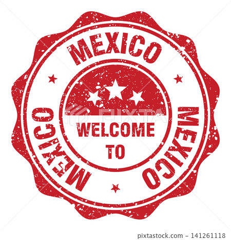Welcome to Mexico red grunge round stamp. Welcome to Mexico stamp 141261118