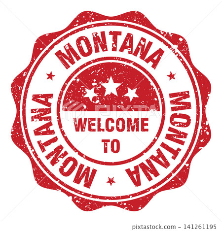 Welcome to Montana red grunge round stamp. Welcome to Montana stamp 141261195