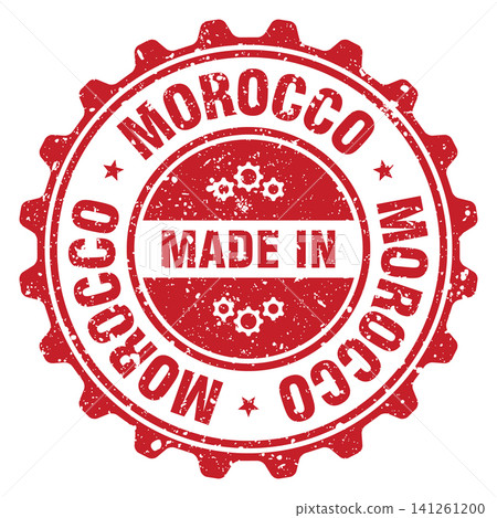 Made in Morocco red grunge round stamp. Made in Morocco stamp Made in Morocco red grunge round stamp. Made in Morocco stamp 141261200