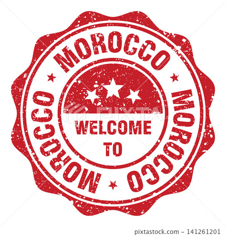 Welcome to Morocco red grunge round stamp. Welcome to Morocco stamp 141261201