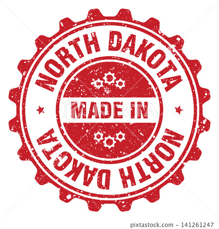 Made in North Dakota red grunge round stamp. Made in North Dakota stamp 141261247