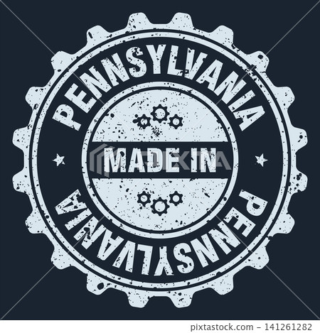 Made in Pennsylvania white grunge round stamp. Made in Pennsylvania stamp 141261282