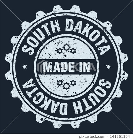 Made in South Dakota white grunge round stamp. Made in South Dakota stamp 141261394