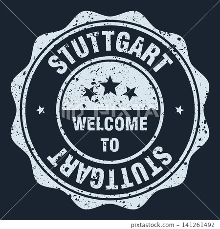 Welcome to Stuttgart white grunge round stamp. Welcome to Stuttgart stamp 141261492