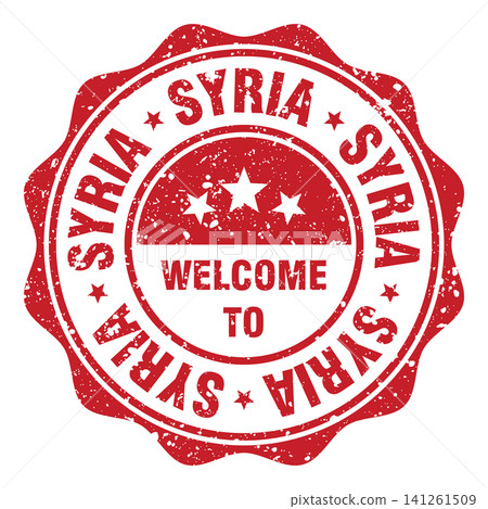 Welcome to Syria red grunge round stamp. Welcome to Syria stamp Welcome to Syria red grunge round stamp. Welcome to Syria stamp 141261509