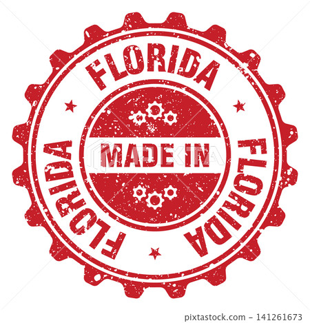 Made in Florida red grunge round stamp. Made in Florida stamp Made in Florida red grunge round stamp. Made in Florida stamp 141261673