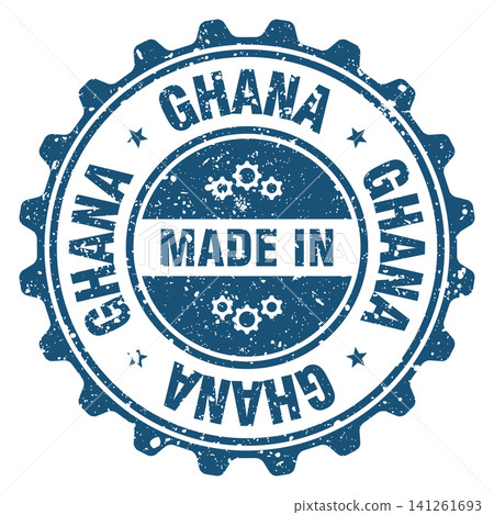 Made in Ghana blue grunge round stamp. Made in Ghana stamp Made in Ghana blue grunge round stamp. Made in Ghana stamp 141261693