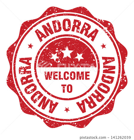 Welcome to Andorra red grunge round stamp. Welcome to Andorra stamp 141262039