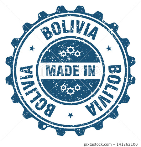 Made in Bolivia blue grunge round stamp. Made in Bolivia stamp 141262100