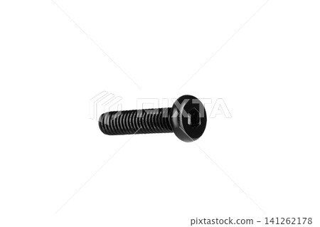 hex socket head screw in black color on isolated white background hex socket head screw in black color on isolated white background 141262178
