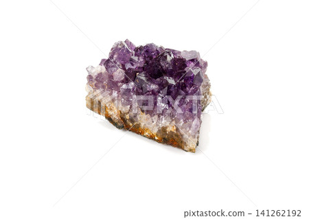 Amethyst Crystal Druse macro mineral on white background Amethyst Crystal Druse macro mineral on white background 141262192