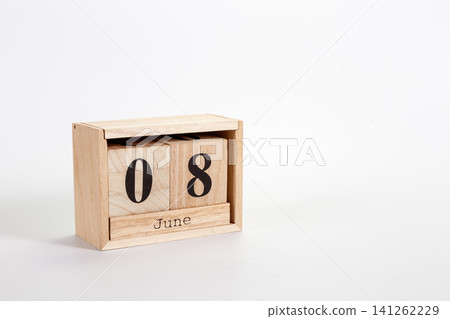 Wooden calendar June 08 on a white background Wooden calendar June 08 on a white background 141262229