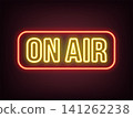 Outline neon On Air text, red yellow icon. Neon On Air sign with frame. Broadcast music radio, tv show and podcast. Online sport game stream, live play. News on air, live interview. Vector 141262238