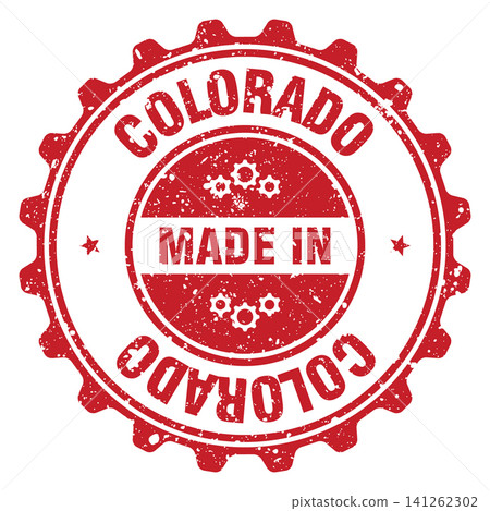 Made in Colorado red grunge round stamp. Made in Colorado stamp 141262302