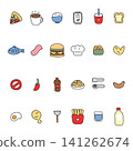 Set of cute icon food and beverage cartoon.Fastfood.Sushi 141262674