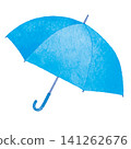 Watercolor texture blue umbrella illustration. Simple and cute rainy day material. 141262676