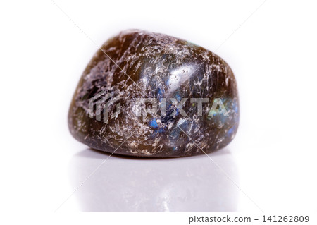 Macro mineral stone Labradorite on white background Macro mineral stone Labradorite on white background 141262809