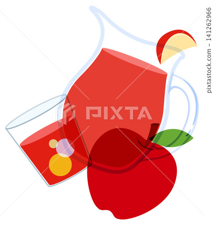 Risograph Style Vector Illustration of Red Apple Juice Pitcher and Glass Risograph Style Vector Illustration of Red Apple Juice Pitcher and Glass 141262966