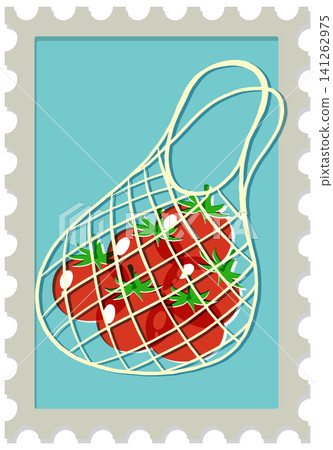 Vector Illustration of Fresh Red Tomatoes in Reusable Net Bag Vector Illustration of Fresh Red Tomatoes in Reusable Net Bag 141262975