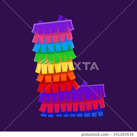 Mexican holiday pinata font L letter, rainbow ABC cartoon type, English alphabet typeface. Mexican holiday ABC typeface, festival pinata vector typeset. Birthday party paper English font type Mexican holiday pinata font L letter, rainbow ABC cartoon type, English alphabet typeface. Mexican holiday ABC typeface, festival pinata vector typeset. Birthday party paper English font type 141263036