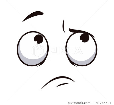 Offended poor cartoon face expression with unhappy emotion, cartoon emoji or emoticon character. Cheerless cartoon face upset and looking up with disappointed or resentment and aggrieved expression Offended poor cartoon face expression with unhappy emotion, cartoon emoji or emoticon character. Cheerless cartoon face upset and looking up with disappointed or resentment and aggrieved expression 141263305