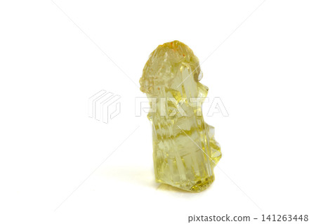 Macro mineral beryl heliodor stone on white background Macro mineral beryl heliodor stone on white background 141263448