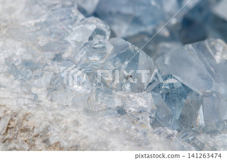 Macro mineral stone Celestine in the breed a white background 141263474