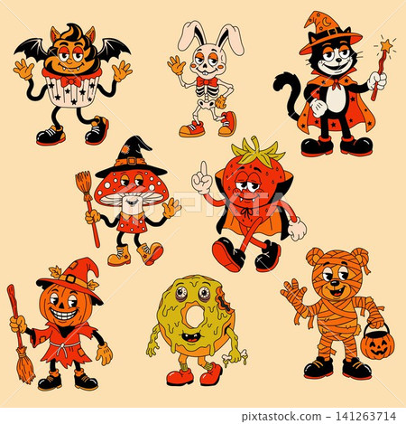 Cute Spooky Halloween Cartoon Characters Collection Cute Spooky Halloween Cartoon Characters Collection 141263714