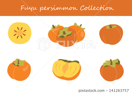 fuyu persimmon collection. fuyu persimmon in different poses fuyu persimmon collection. fuyu persimmon in different poses 141263757