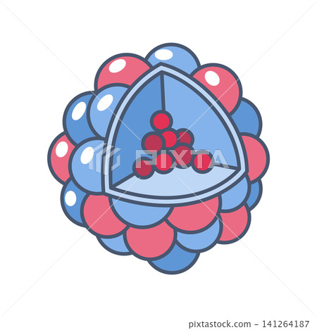 Stylized colorful atomic cluster with triangular core Stylized colorful atomic cluster with triangular core 141264187