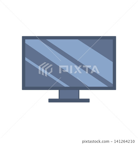 Flat styled computer monitor icon with reflective screen 141264210